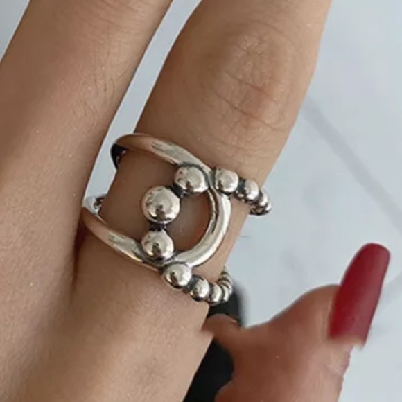 ⚡️Insta ring geometric ring design sterling silver open ring - Picture 4 of 4